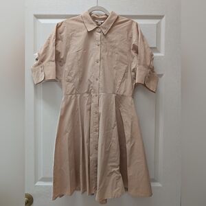 A Loves A Khaki A Line 100% Cotton Button Down Dress Size Medium